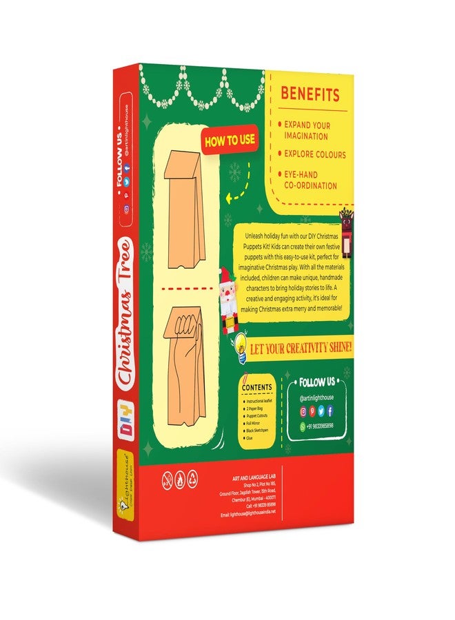 لايت هاوس مجموعة أدوات صنع الحرف اليدوية لعيد الميلاد من لايت هاوس للأطفال | اصنع دمية سانتا بنفسك باستخدام كيس ورقي بني، وقصاصات سانتا وملحقاتها | نشاط فني وحرفي ممتع للعطلات، مجموعة هدايا عيد الميلاد الإبداعية للأطفال (عبوة من 5 قطع) - Image 5